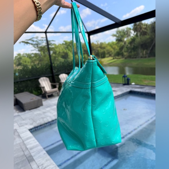 Kate Spade Sophie Camellia Street Teal Tote w Gold Hardware & Matching Cherries - Picture 8 of 17